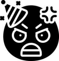 A black and white emoticor with a party hat vector