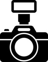 A camera with a flash light on it vector