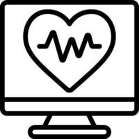 A computer monitor with a heart beat on it vector