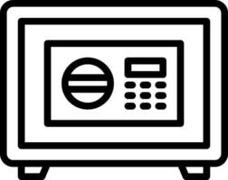 A black and white image of a safe box vector