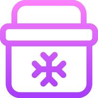 A purple and pink icon of a bucket with a snowflake vector
