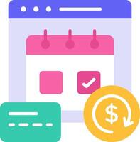 A calendar with a dollar sign and a credit card vector