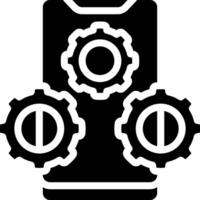 A black and white icon of gears vector