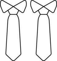 Two ties are shown in black and white vector