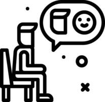 A man sitting on a chair with a speech bubble above him vector