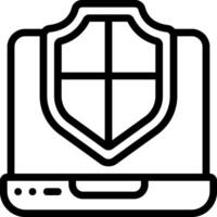 A laptop with a shield on it vector