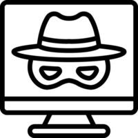 A computer monitor with a hat and mask on it vector