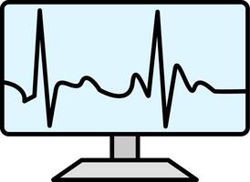 A computer monitor with an ecg line on it vector