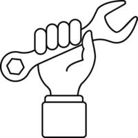 Hand holding wrench icon vector