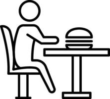A man sitting at a table with a burger vector