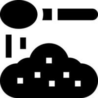 A black and white icon of a spoon and a cloud vector