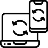A laptop and a phone are connected to each other vector