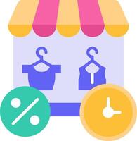 A shop with clothes and a clock vector