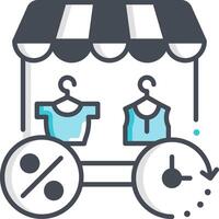 A shopping cart with clothes on it vector