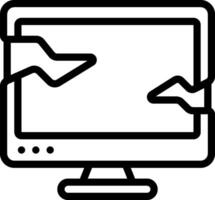 A computer monitor with a broken screen vector