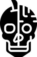 A black and white skull with a face on it vector