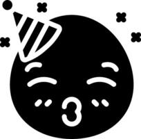 A black and white image of a party hat with a face vector