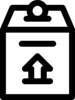 A black and white icon of a box with an arrow pointing up vector