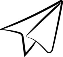 A black and white drawing of a paper airplane vector