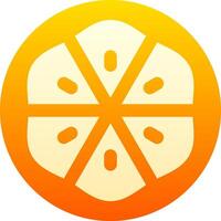 A orange and yellow icon with a slice of lemon vector