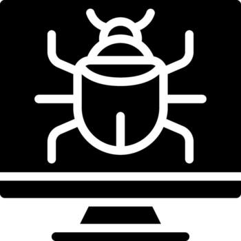 A black and white image of a bug on a computer screen vector