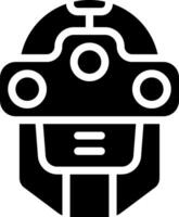 A black and white image of a robot head vector