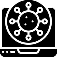 A black and white icon of a computer screen vector