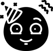 A black and white image of a smiling emoticor with a party hat vector