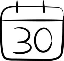 A black and white calendar with the number 30 vector
