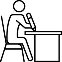 A person sitting at a desk with a pen vector