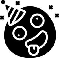 A black and white emoji with a party hat vector