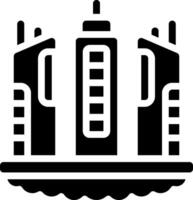 A black and white image of a building with a tower vector