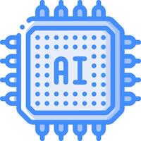 A blue and white chip with the word ai on it vector