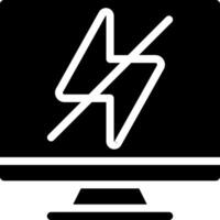 A black and white computer monitor with a lightning bolt vector