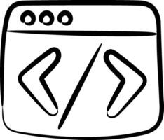 A black and white drawing of a computer screen with two arrows vector