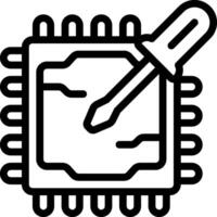 A black and white icon of a computer processor vector