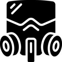A black and white icon of a gas mask vector