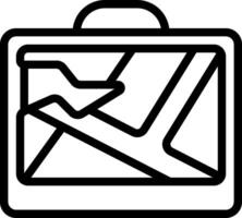 A black and white outline of a suitcase vector