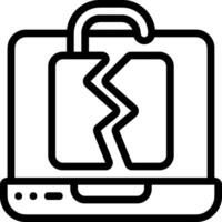 A laptop with a broken screen icon vector