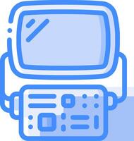 A computer with a monitor and keyboard vector