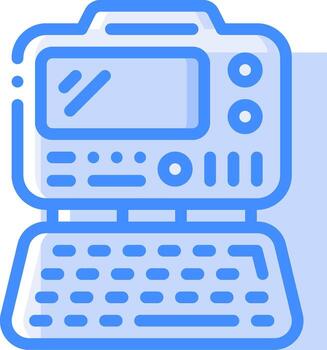 un azul y blanco computadora con un teclado vector