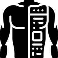 A black and white silhouette of a torso with a computer vector