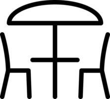 A black and white image of a table and chairs vector
