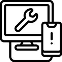 A computer with a wrench and a phone vector