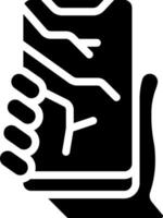 A black and white illustration of a hand holding a book vector
