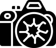 A camera with a broken lens icon vector
