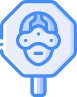 A blue and white icon of a person wearing a helmet vector