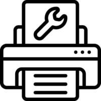 Printer icon with a wrench on top vector