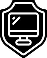 A black and white icon of a computer monitor vector
