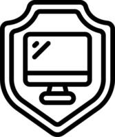 A black and white icon of a computer monitor vector